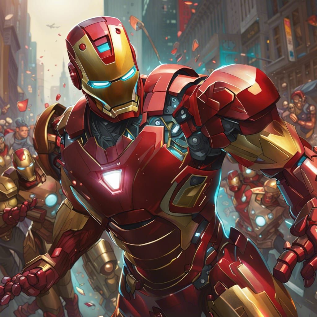 Iron Man Battles Androids: Hyperdetailed Concept Art