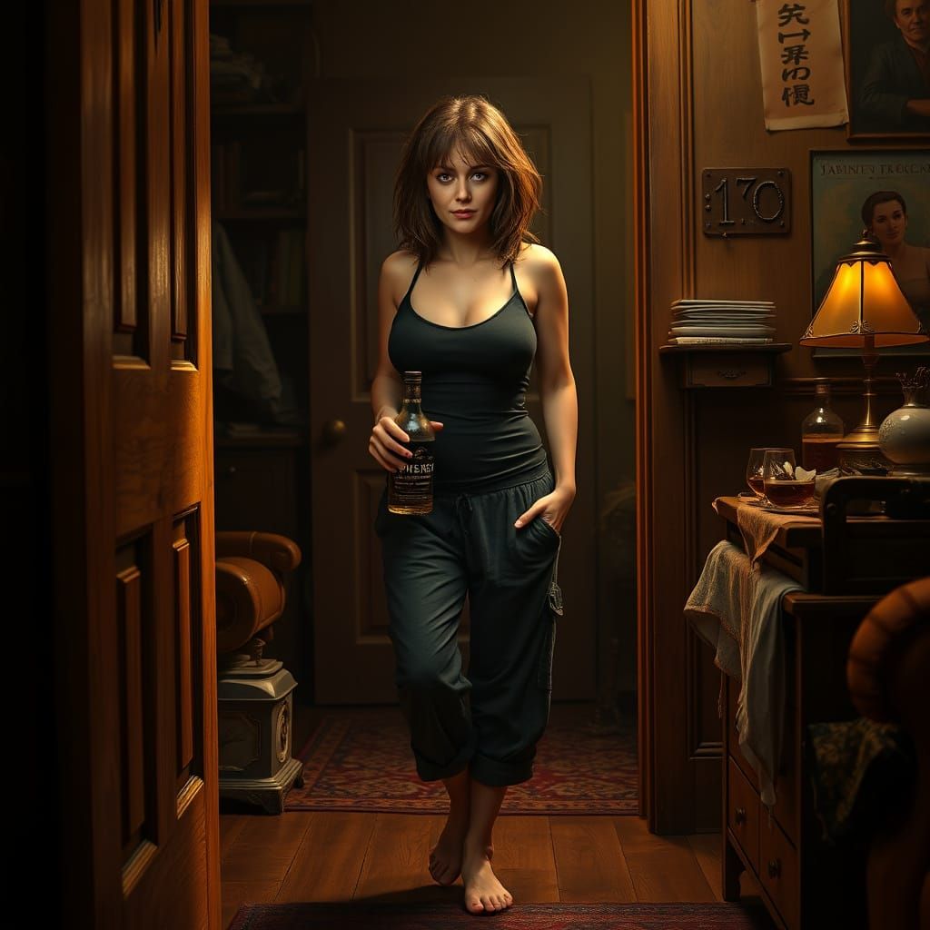 Inebriated Goddess in Golden Hues