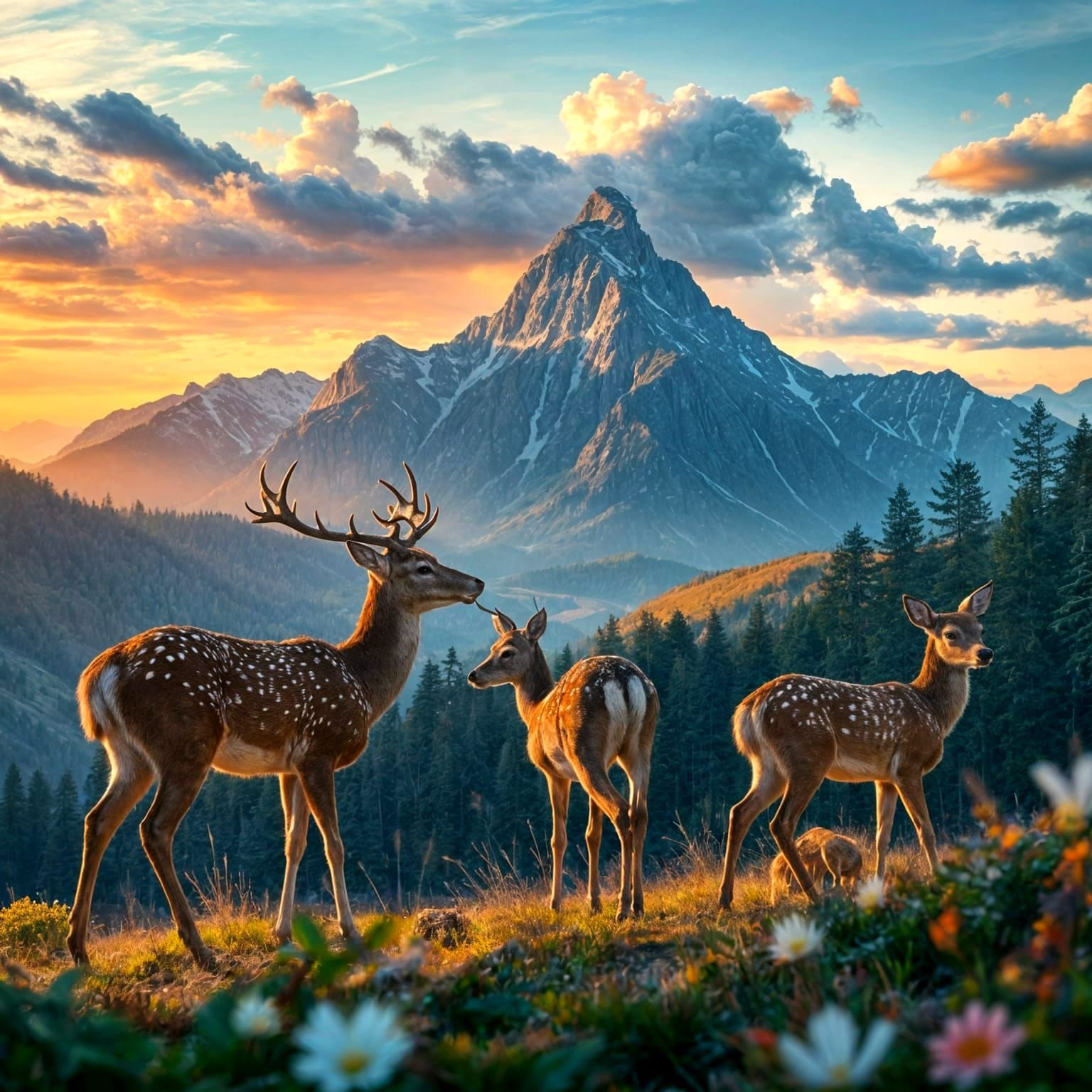 Spring Landscape on The Alps Slopes