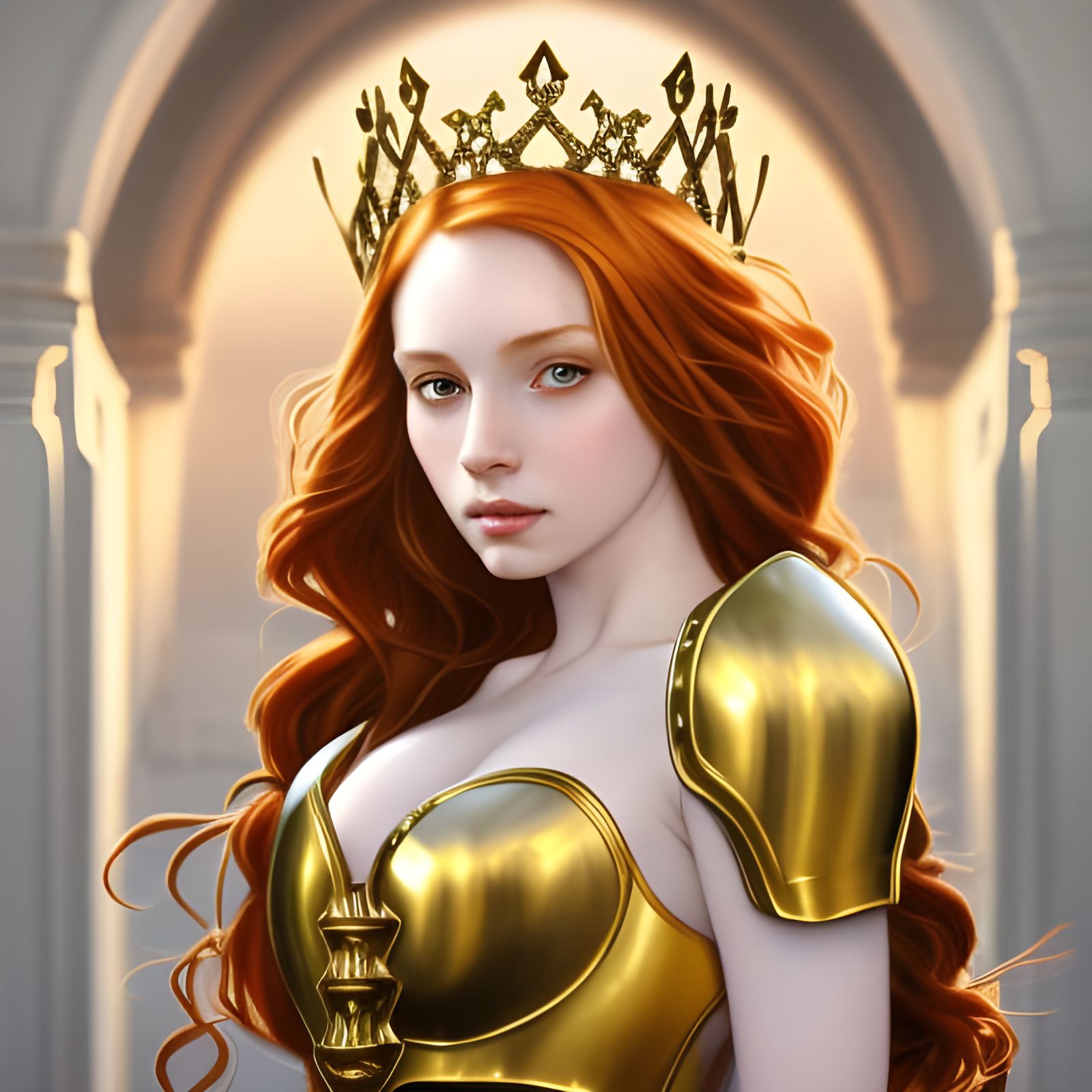 RedHead Queen with Gold Armor