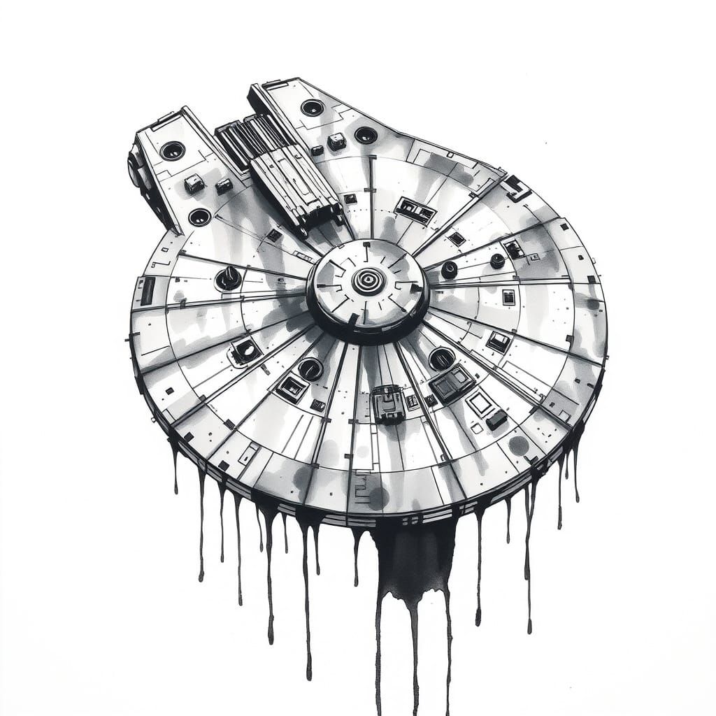 Galactic Spaceship in Expressive Watercolor Style