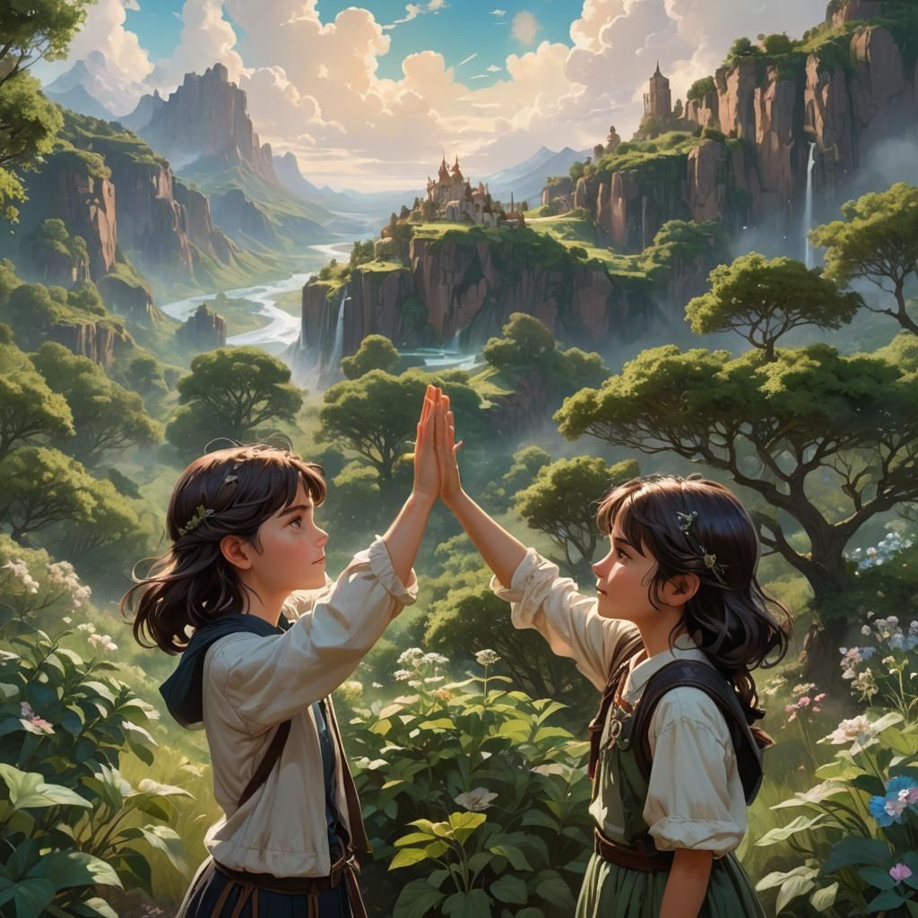 Two kids giving each other high fives…❤️