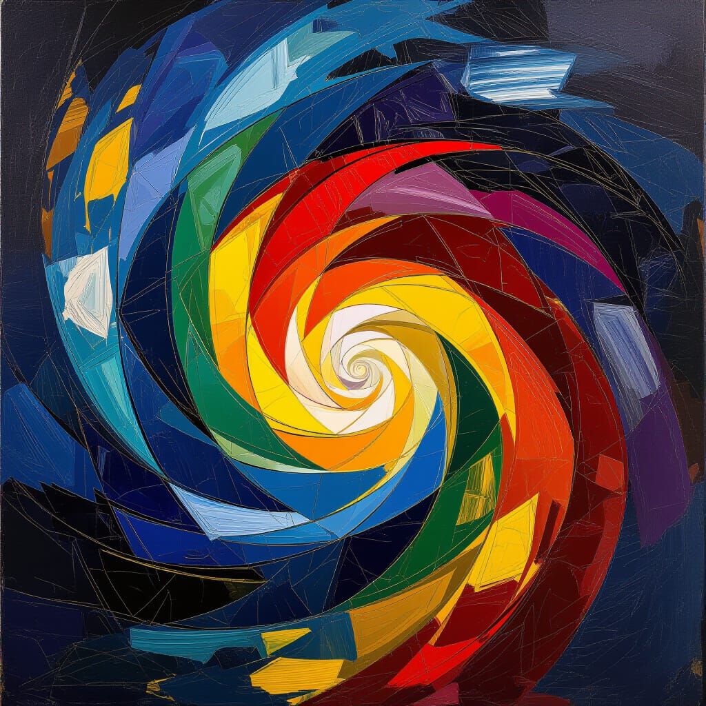 Abstract Oil Painting of Emotional Vortex in Bold Colors