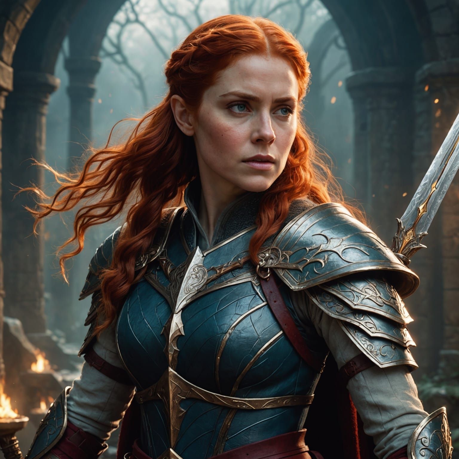 Elf Warrior with Lightning Sword in Dungeons and Dragons