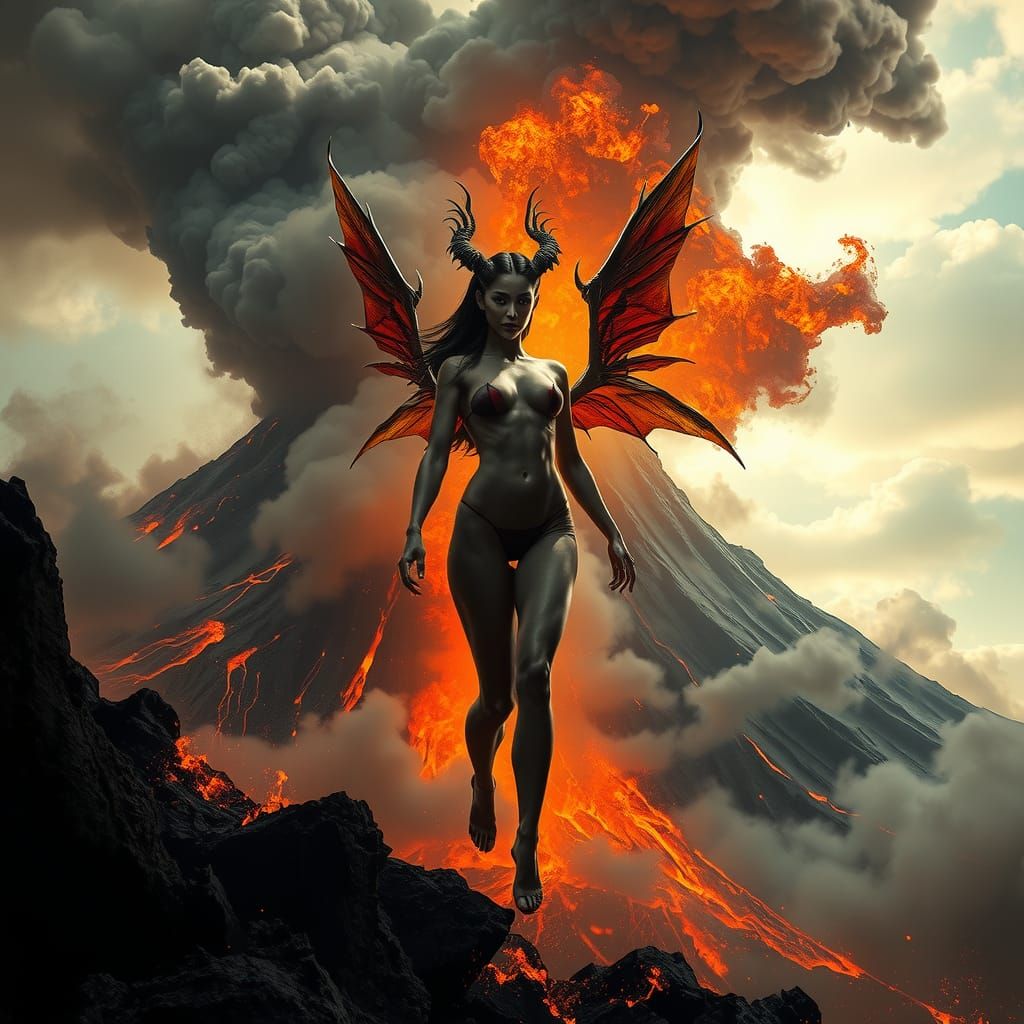 Volcanic Eruption Creates a Demoness of Ash