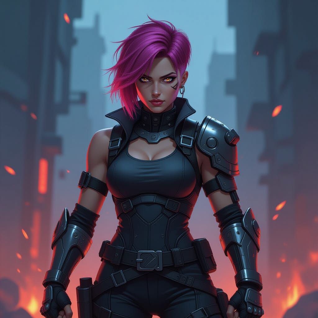 Vi, Determined Fighter in Epic Fantasy Art Style