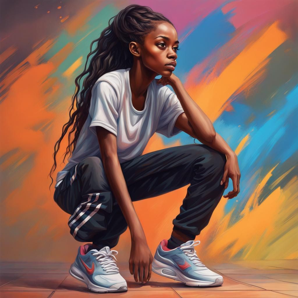 Hyperrealistic Portrait of a Black Girl with Long Hair