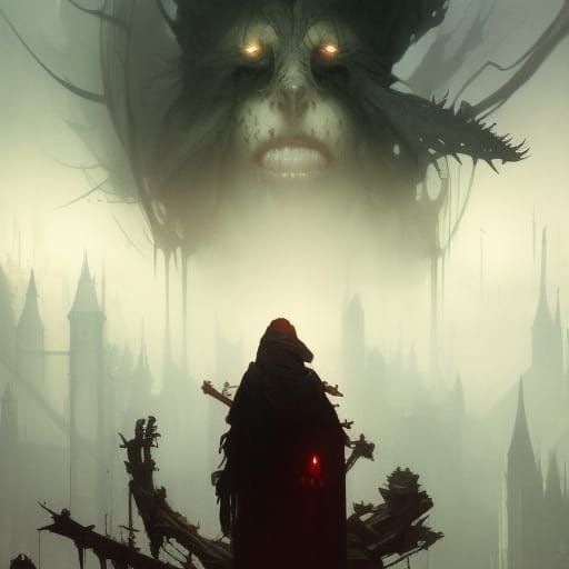 Dark Fantasy Masterpiece in Purple and Yellow