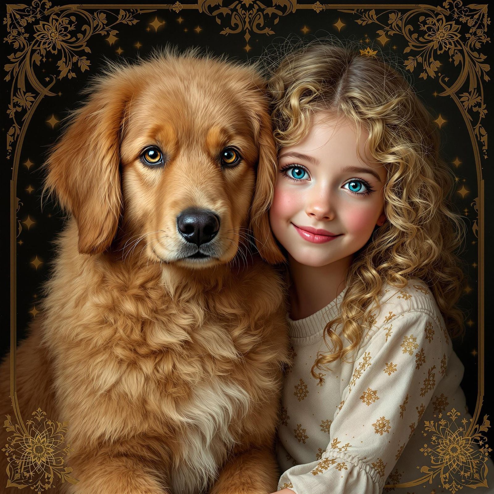 Heartwarming Portrait of Girl and Loyal Dog