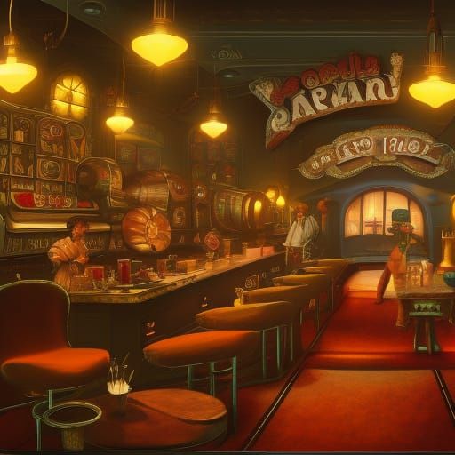 Retro Chocolate Factory Lounge in Matte Painting