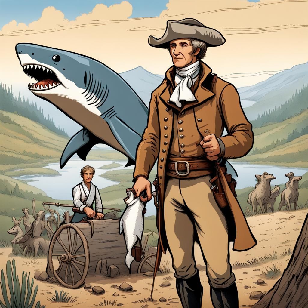 Lewis and Shark on the Oregon Trail