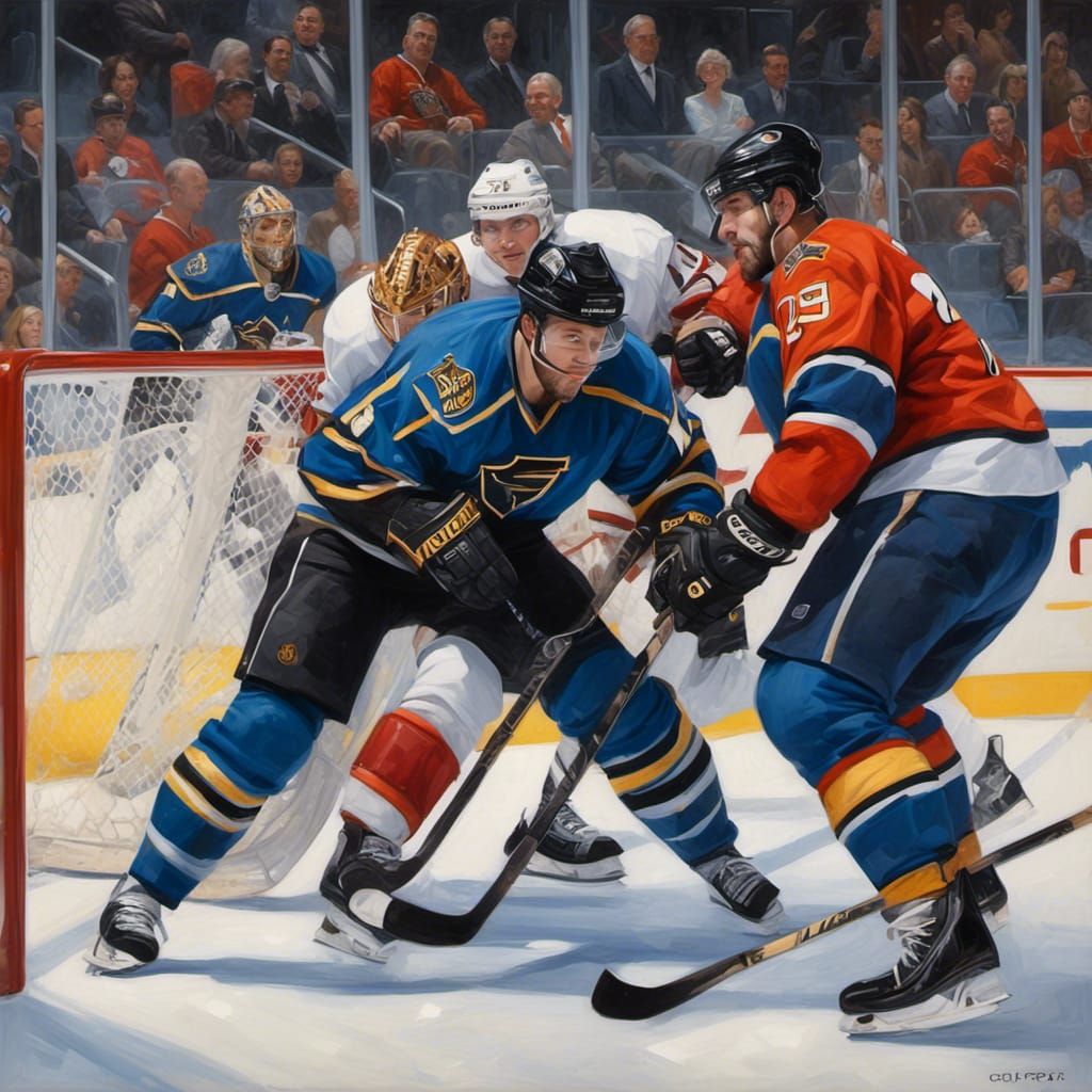 Great Danes and Cats Play Hockey