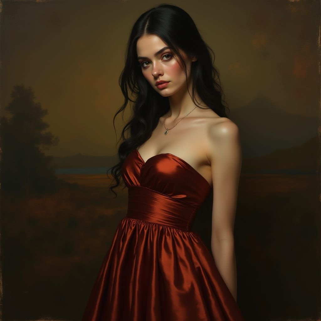 Elegant Renaissance Woman in Jewel-Toned Gown