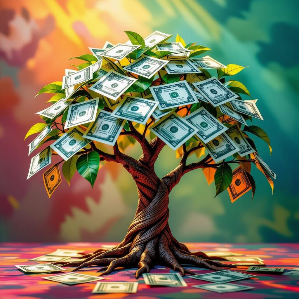 Hyperrealistic Money Tree Made of Canadian Bills