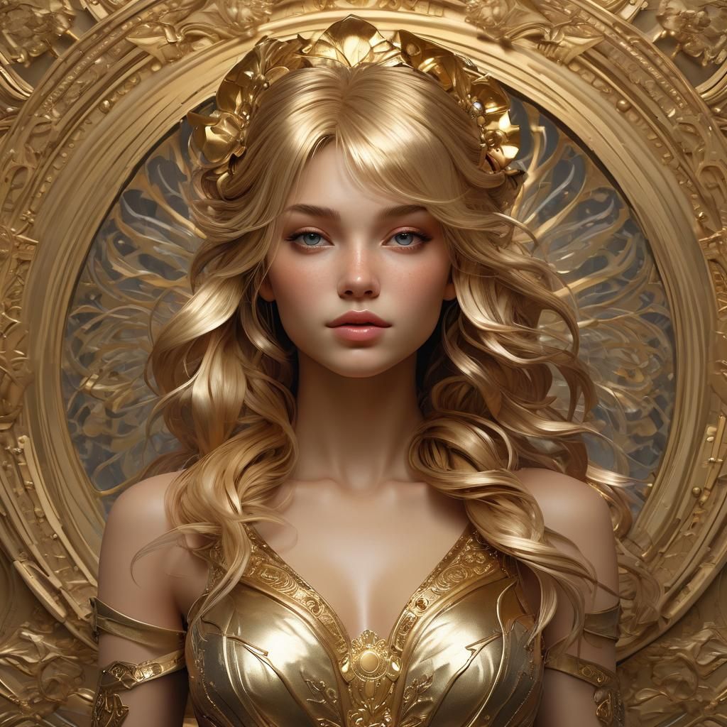 Golden Portrait in Hyperdetailed Digital Art Style