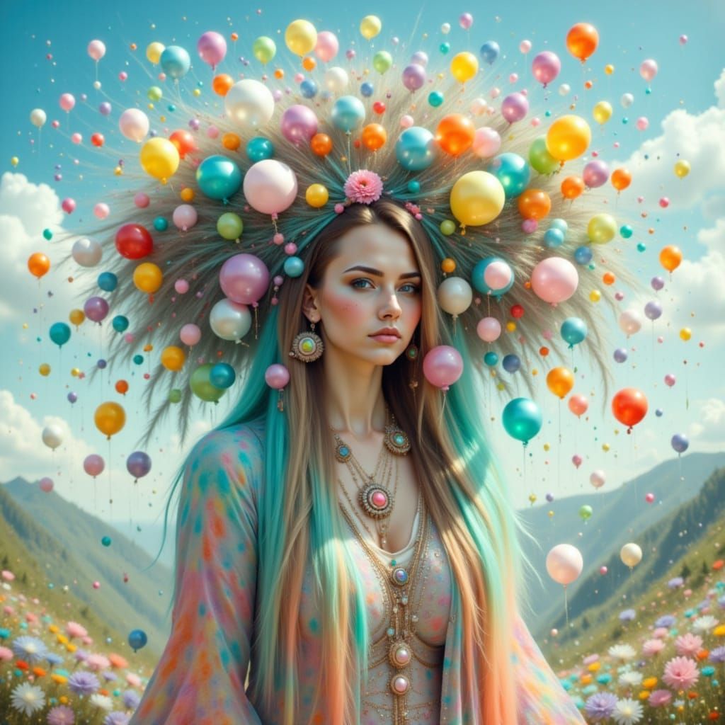 Balloon Braid: Whimsical Hairstyle in Futuristic Style