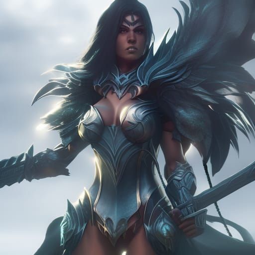 Gorgeous Woman Knight in Full Plate Armor