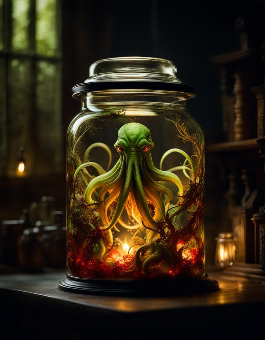 Cthulhu in a Jar: Miniature Maximalist 3D Art