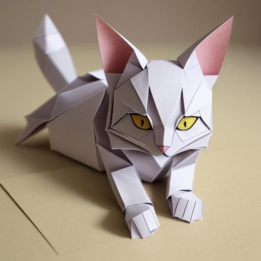 Realistic Origami Cat Papercraft in 8K