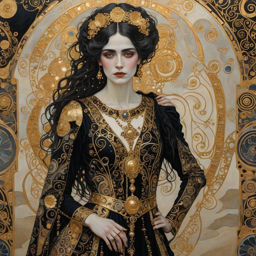 Gothic Woman Portrait in Klimt Style