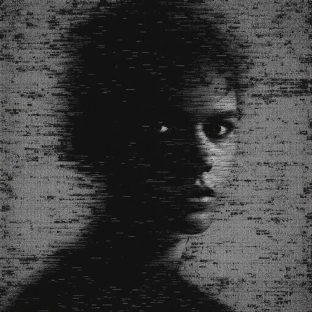 Distorted Portrait in Glitch Art Style