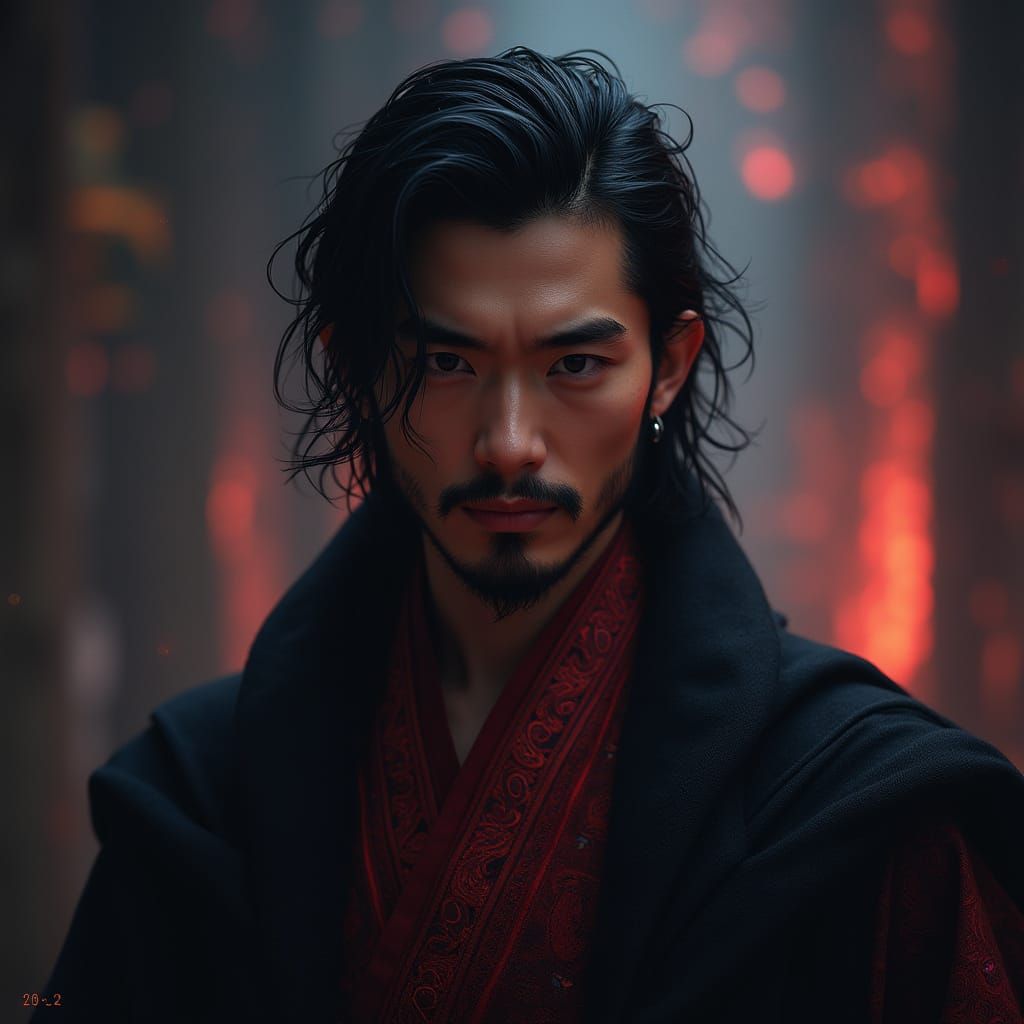 Heroic Fantasy Warrior in Crimson Robes