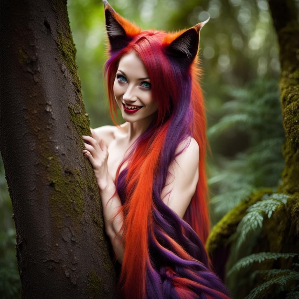 Irish Kitsune in Rainforest: A Digital Art Portrait