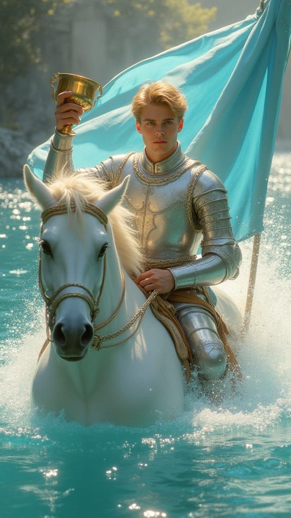 Knight with Chalice in Art Nouveau Style