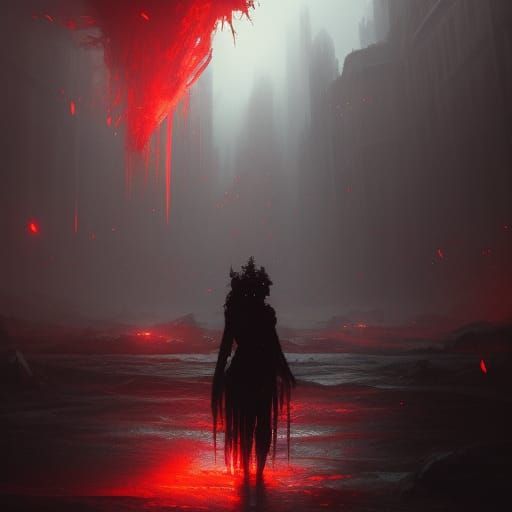 Dark Soul Bleeding in a Dark Fantasy Landscape