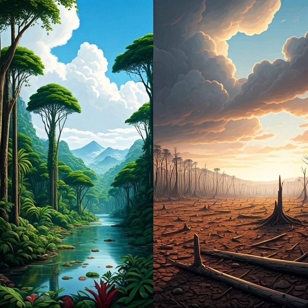 Rainforest and Deforestation: A Split Digital Painting