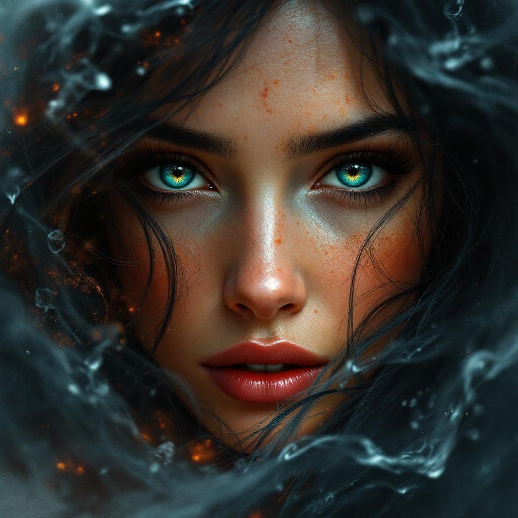 Pandora's Portrait in Gouache and Watercolor Style