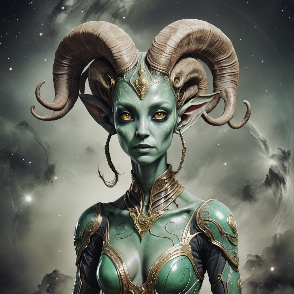 Aries Woman as Alien Portrait
