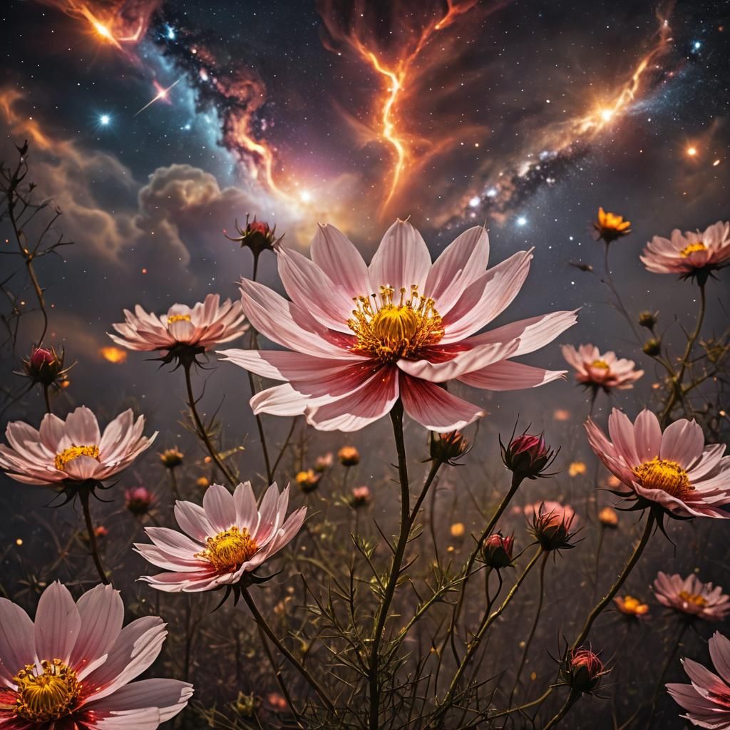 Cosmic Baptism of Fire in Hyperrealistic Style