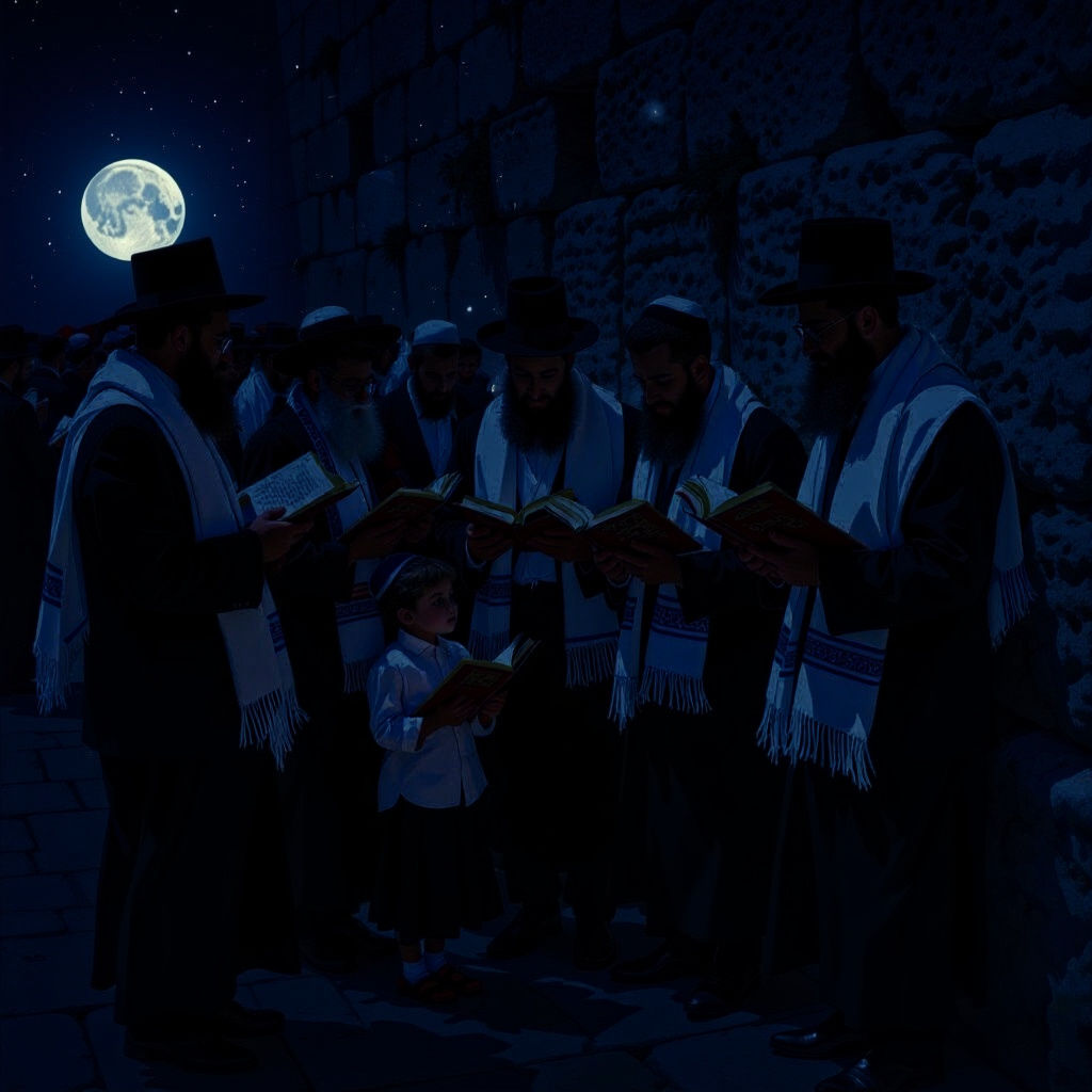 Praying Haredi Men at the Western Wall, Jerusalem
