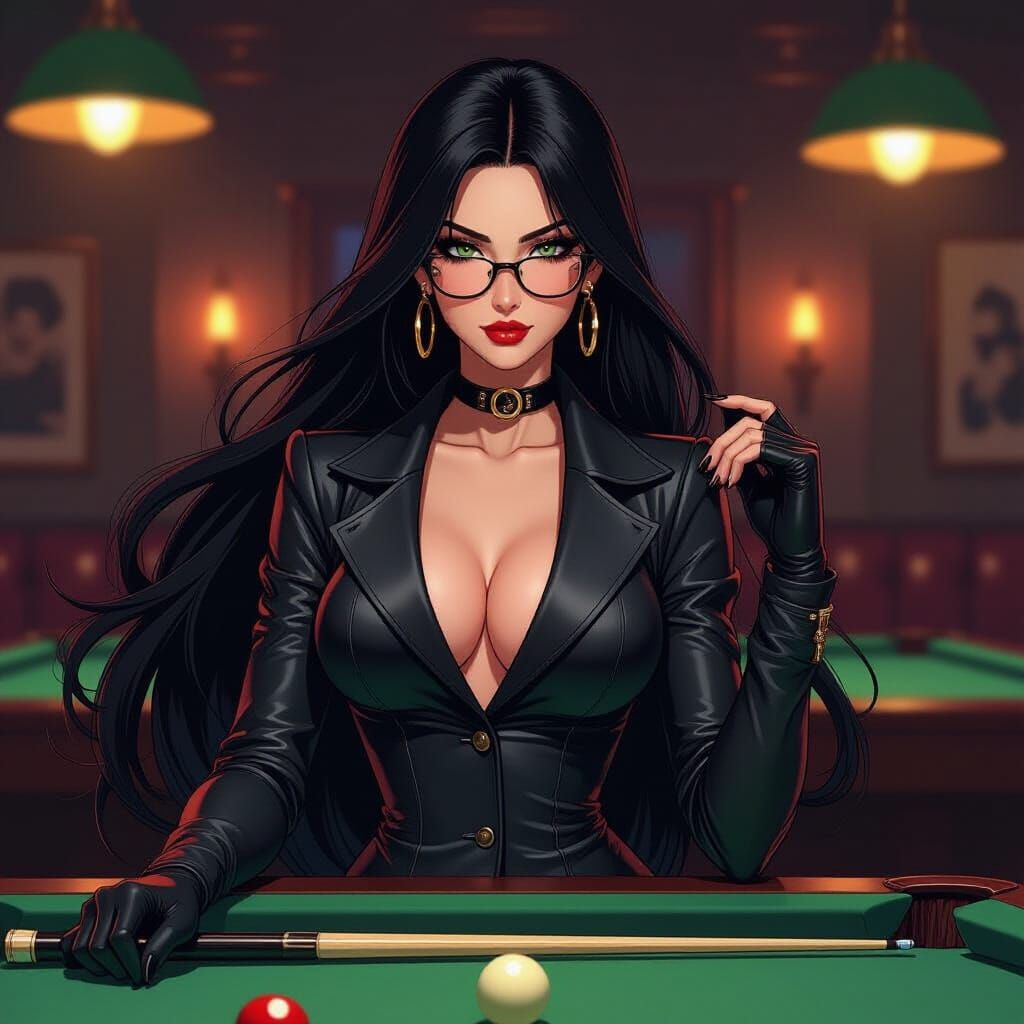 18th Century Anime Fantasy Woman in Leather Suit with Glasse...