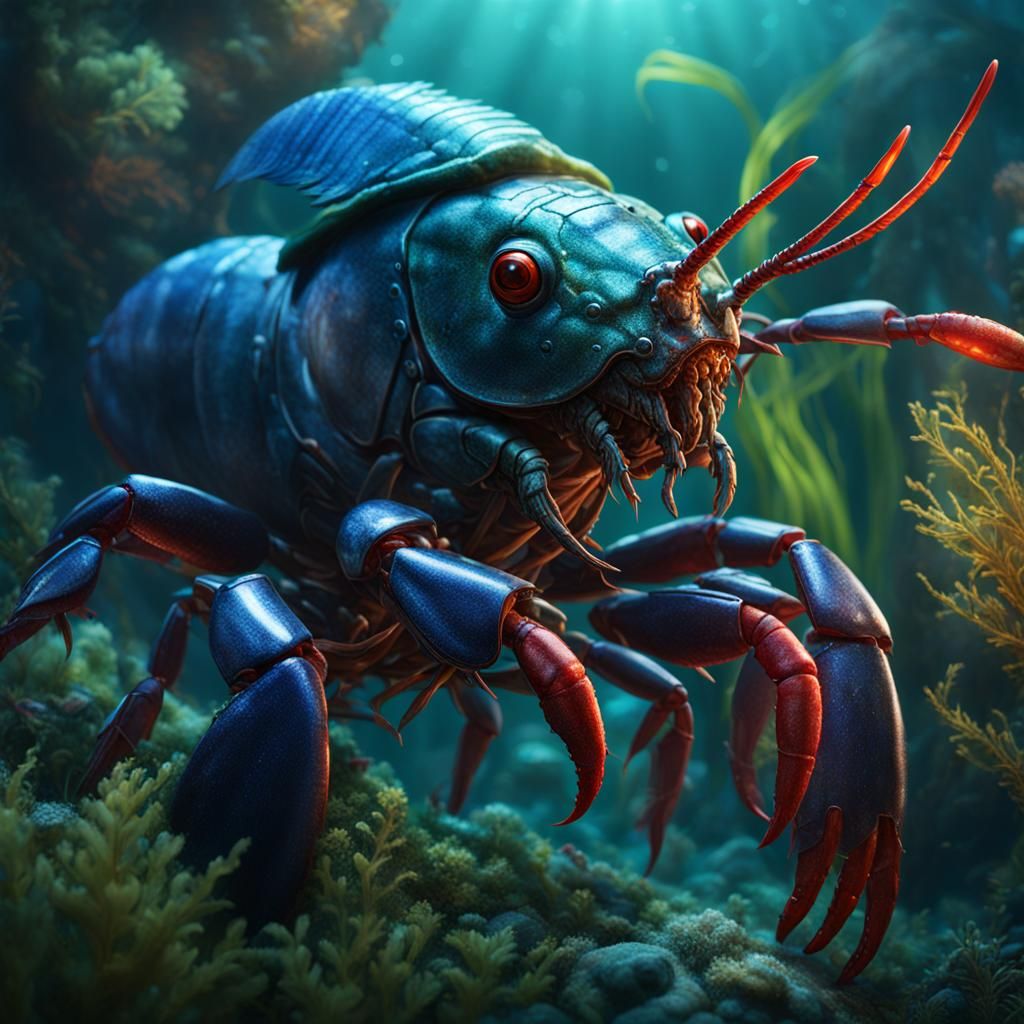 Fish-Eye View of Crawfish in Detailed Matte Painting