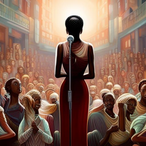 Gorgeous Singer in Esoteric Theater, Hyperrealistic Art