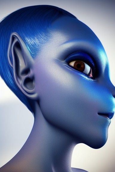 Ultra Realistic Portrait of a Blue Alien