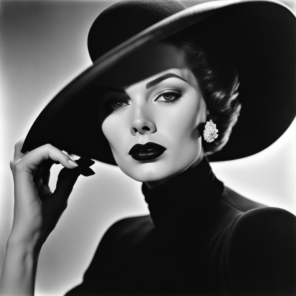 Elegant 1950s Fashion Photo in Black and White