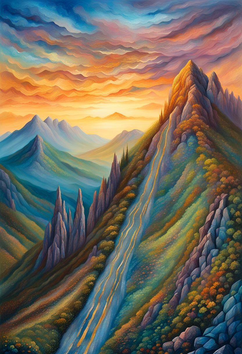 mountain highway bokeh Josephine Wall split-complementary co...