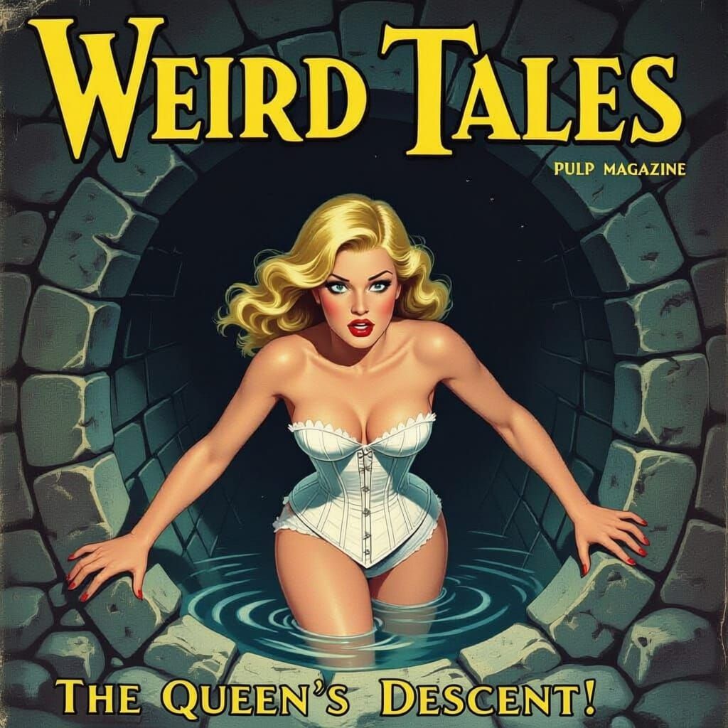 Weird Tales Pulp Cover: Emma Frost's Crypt Descent