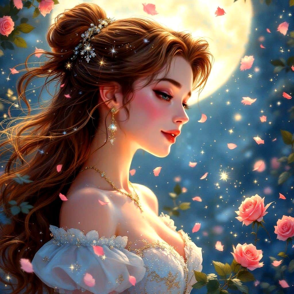 Glittering Rose Inspired by Anime Art