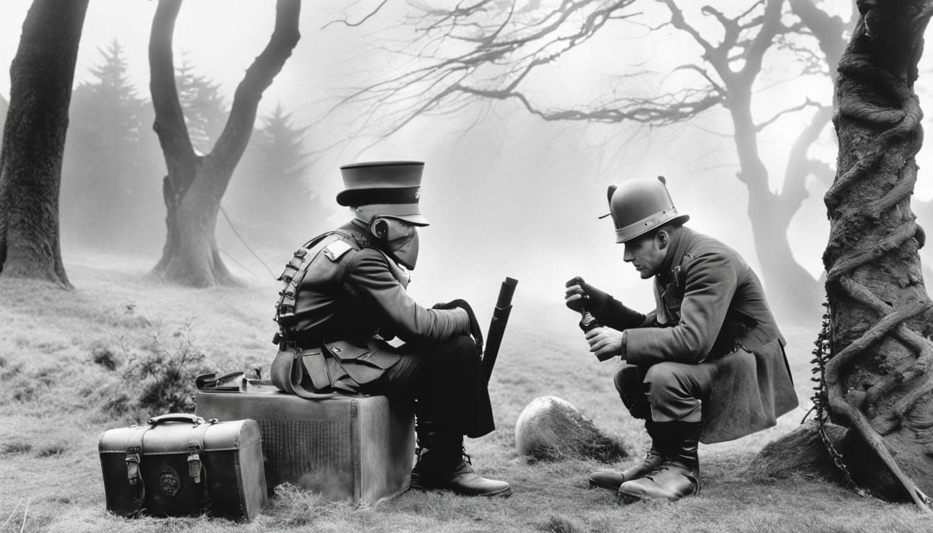 Eerie Forest with Green Glow and Fog