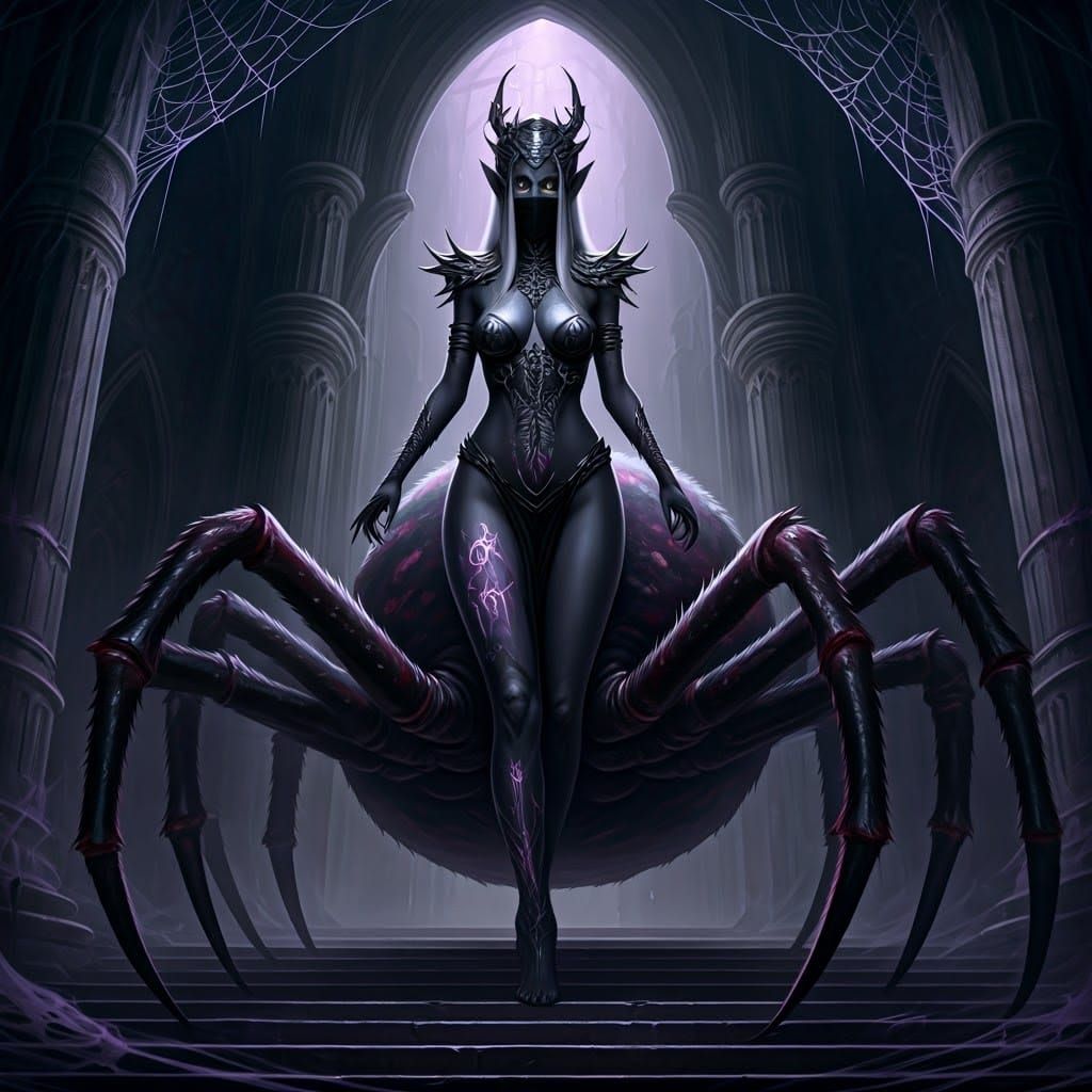 Drider High Priestess in Dark Fantasy Temple