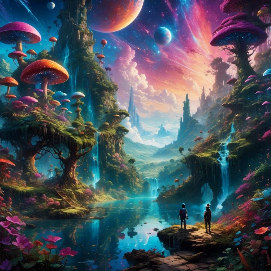 Space King in Psychedelic Starry Night Setting