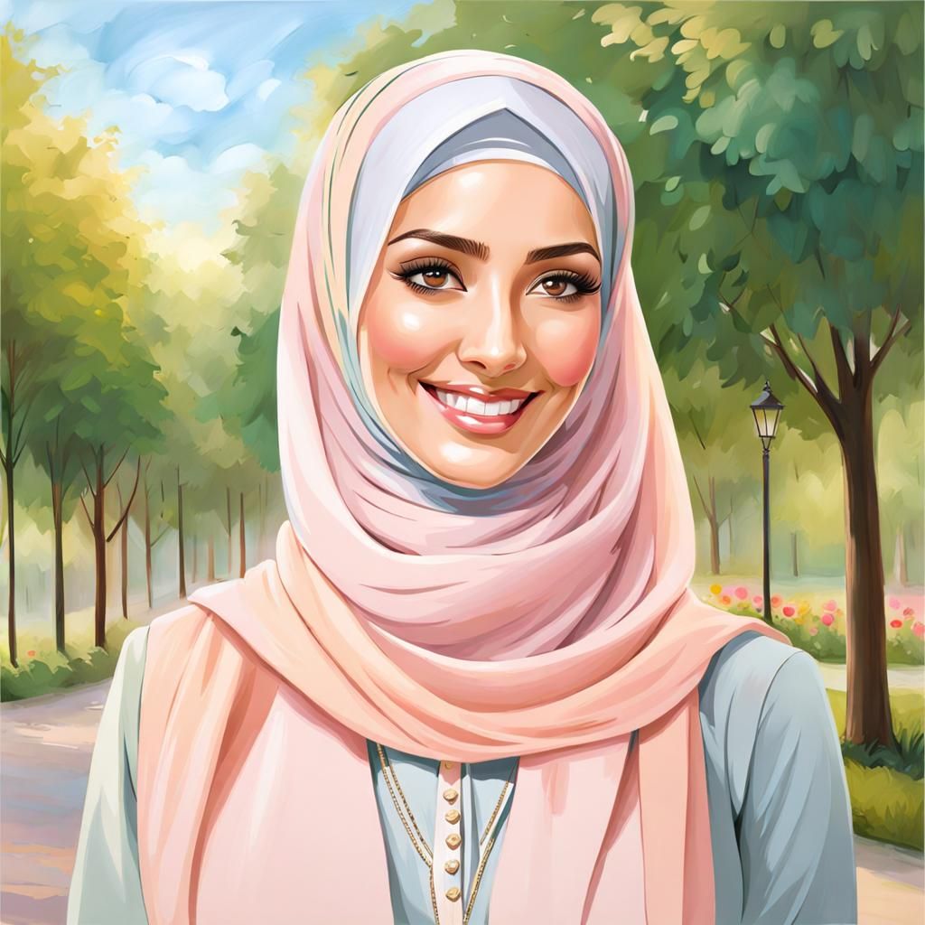 Beautiful Hijabi Girl Smiling in Pastel Colors