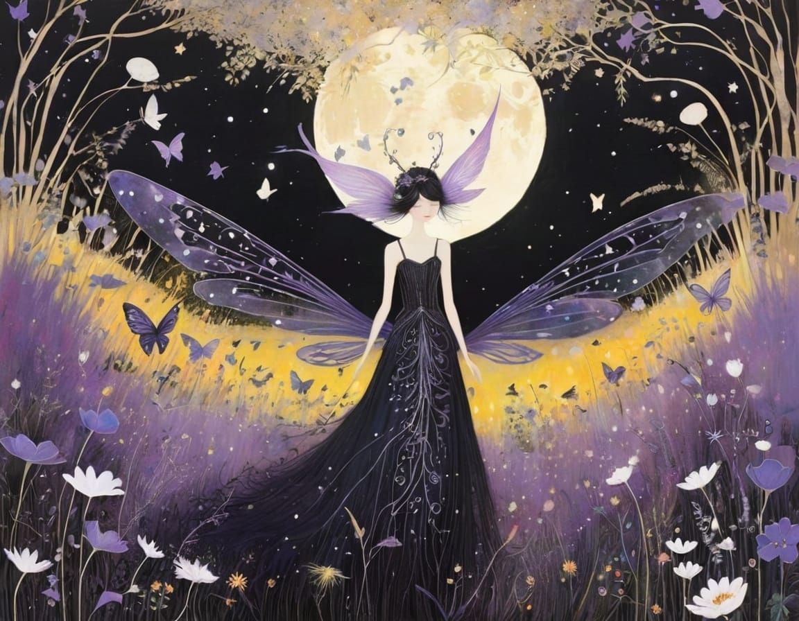 Enchanted Lavender Fairies Under Starry Night Skies
