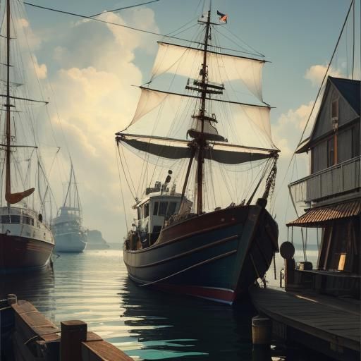 Squirrel Sailor on Vintage Boat: Hyperrealistic Concept Art