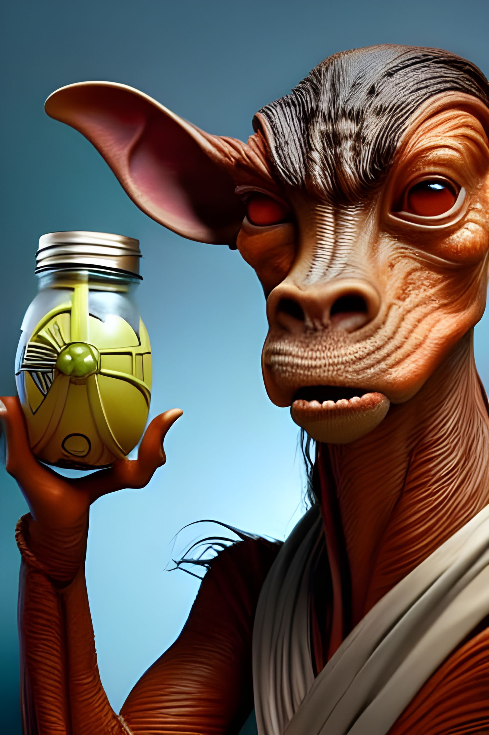 Jar Jar Binks in a Jar: Pixar-Style 3D Art