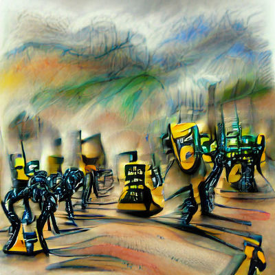 Futuristic Robot Army on the March